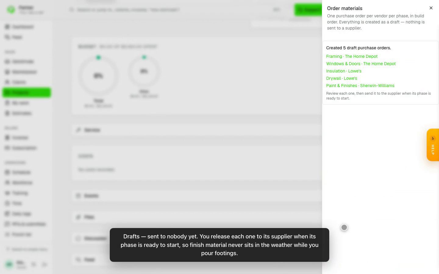 Purchase orders in build order