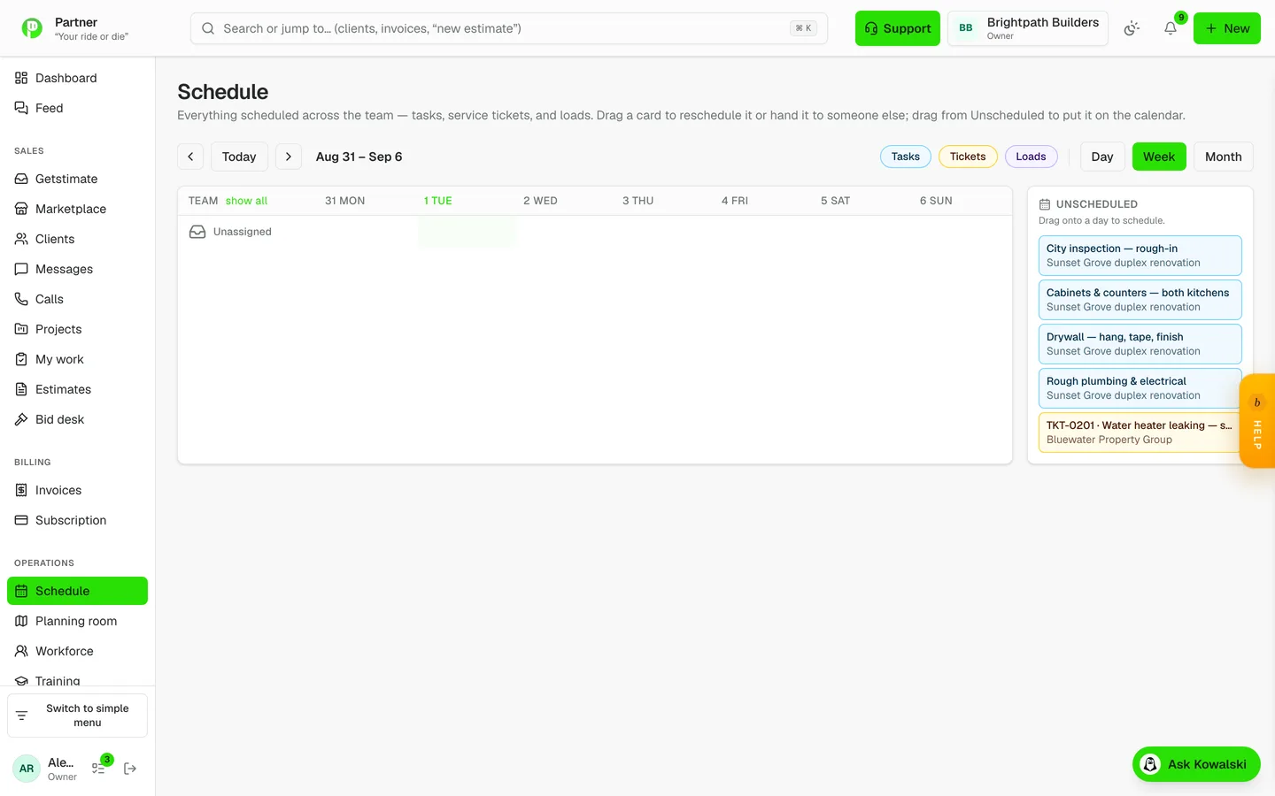 One schedule for everybody in Partner